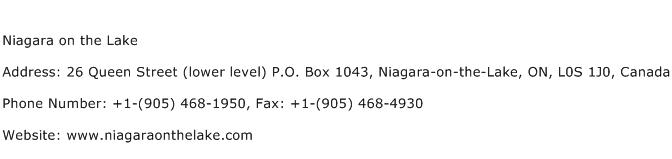 Niagara on the Lake Address Contact Number