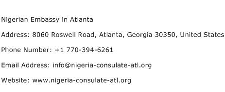 Nigerian Embassy in Atlanta Address Contact Number