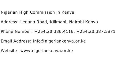Nigerian High Commission in Kenya Address Contact Number