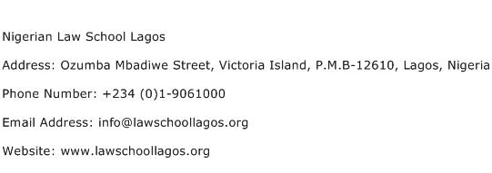 Nigerian Law School Lagos Address Contact Number