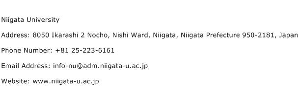 Niigata University Address Contact Number