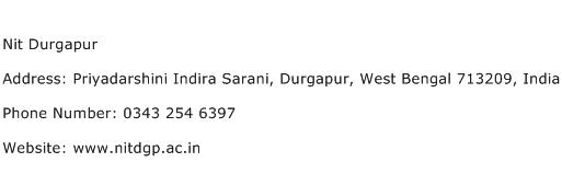 Nit Durgapur Address Contact Number