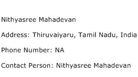 Nithyasree Mahadevan Address Contact Number