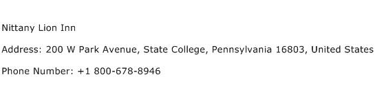Nittany Lion Inn Address Contact Number