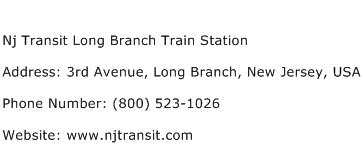 Nj Transit Long Branch Train Station Address Contact Number