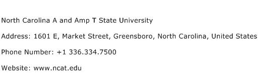 North Carolina A and Amp T State University Address Contact Number