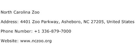 North Carolina Zoo Address Contact Number