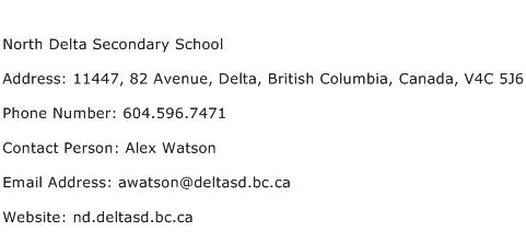 North Delta Secondary School Address Contact Number