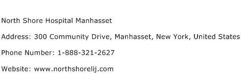 North Shore Hospital Manhasset Address Contact Number
