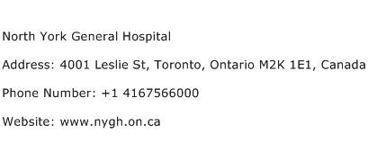 North York General Hospital Address Contact Number