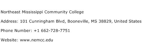 Northeast Mississippi Community College Address Contact Number