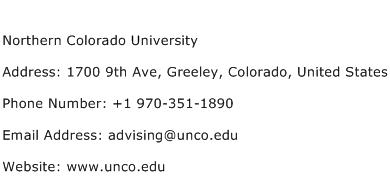 Northern Colorado University Address Contact Number
