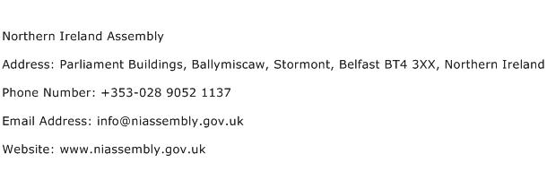 Northern Ireland Assembly Address Contact Number