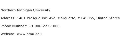 Northern Michigan University Address Contact Number