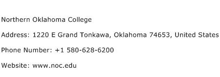 Northern Oklahoma College Address Contact Number