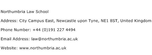 Northumbria Law School Address Contact Number