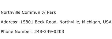 Northville Community Park Address Contact Number
