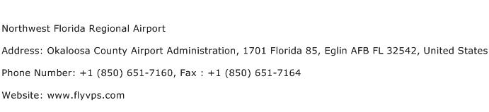 Northwest Florida Regional Airport Address Contact Number