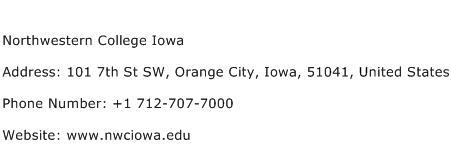 Northwestern College Iowa Address Contact Number