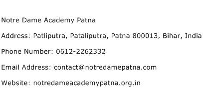 Notre Dame Academy Patna Address Contact Number