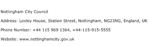 Nottingham City Council Address Contact Number