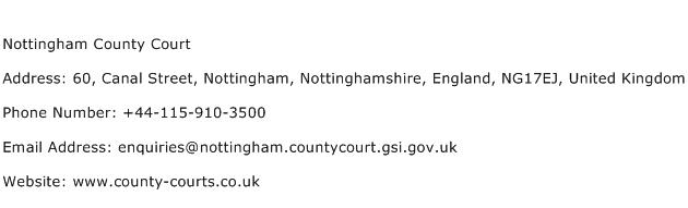 Nottingham County Court Address Contact Number