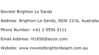 Novotel Brighton Le Sands Address Contact Number