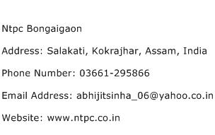 Ntpc Bongaigaon Address Contact Number