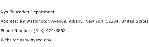 Nys Education Department Address Contact Number