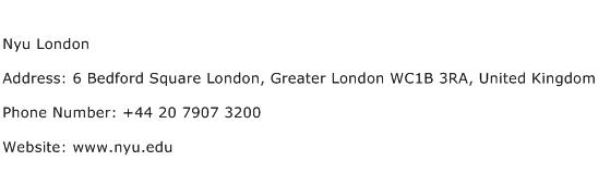 Nyu London Address Contact Number