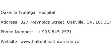 Oakville Trafalgar Hospital Address Contact Number