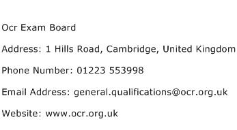 Ocr Exam Board Address Contact Number