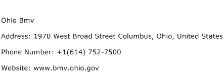Ohio Bmv Address Contact Number