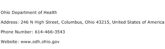 Ohio Department of Health Address Contact Number