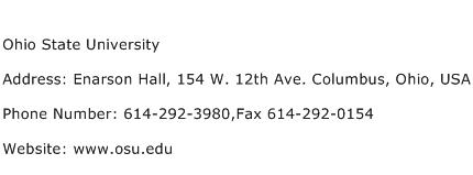 Ohio State University Address Contact Number