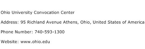 Ohio University Convocation Center Address Contact Number