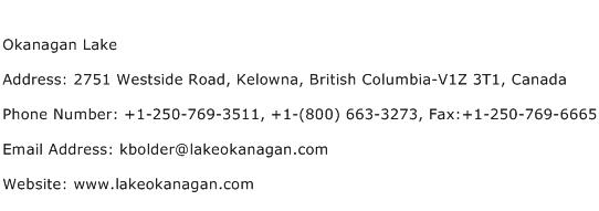 Okanagan Lake Address Contact Number