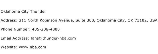 Oklahoma City Thunder Address Contact Number