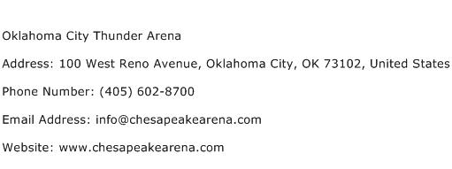 Oklahoma City Thunder Arena Address Contact Number