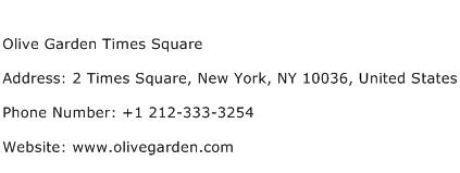 Olive Garden Times Square Address Contact Number