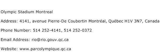 Olympic Stadium Montreal Address Contact Number