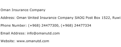 Oman Insurance Company Address Contact Number