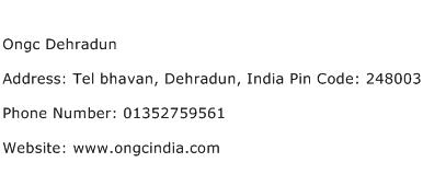 Ongc Dehradun Address Contact Number