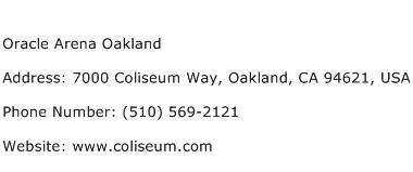 Oracle Arena Oakland Address Contact Number