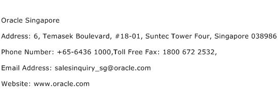 Oracle Singapore Address Contact Number