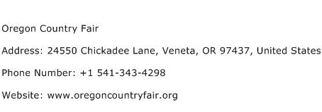 Oregon Country Fair Address Contact Number