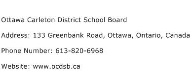 Ottawa Carleton District School Board Address Contact Number