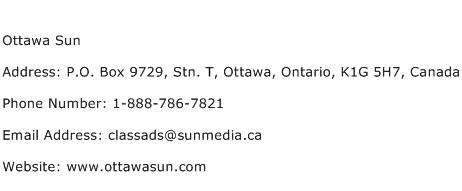 Ottawa Sun Address Contact Number