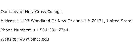 Our Lady of Holy Cross College Address Contact Number