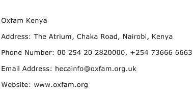 Oxfam Kenya Address Contact Number